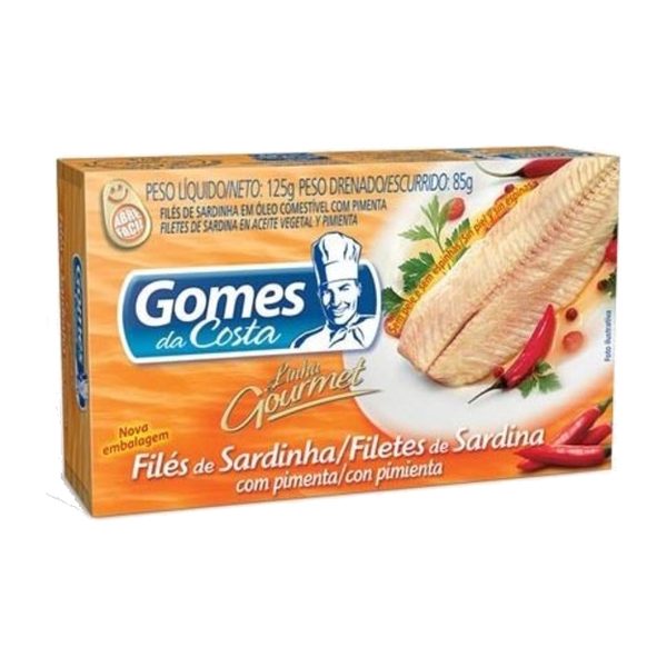 Filé De Sardinha Com óleo Com Pimenta Gomes Da Costa Caixa 85g