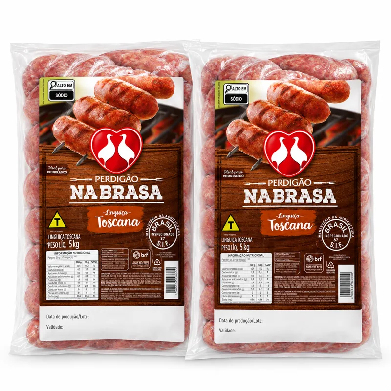 Linguiça Toscana Perdigão Na Brasa 5kg — Kit 2 unidades