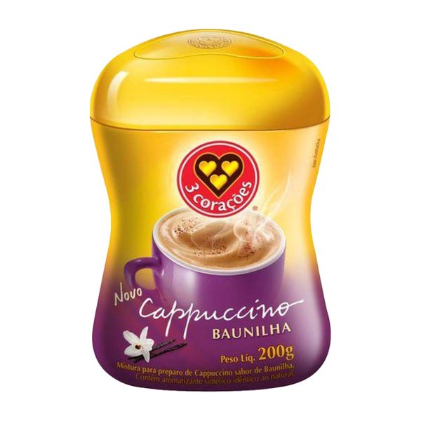 Cappuccino Solúvel Baunilha 3 Corações Pote 200g baunilha