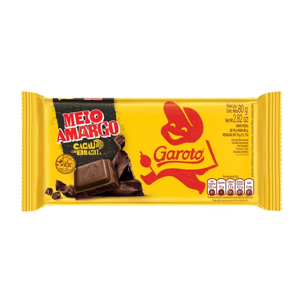 Chocolate Meio Amargo Garoto Pacote 80g