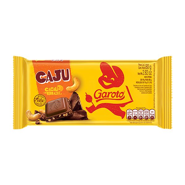 Chocolate Ao Leite Com Castanha De Caju Garoto Pacote 80g