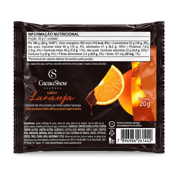 Chocolate ao Leite sabor Laranja CacauShow