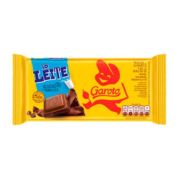 Chocolate Ao Leite Garoto Pacote 80g
